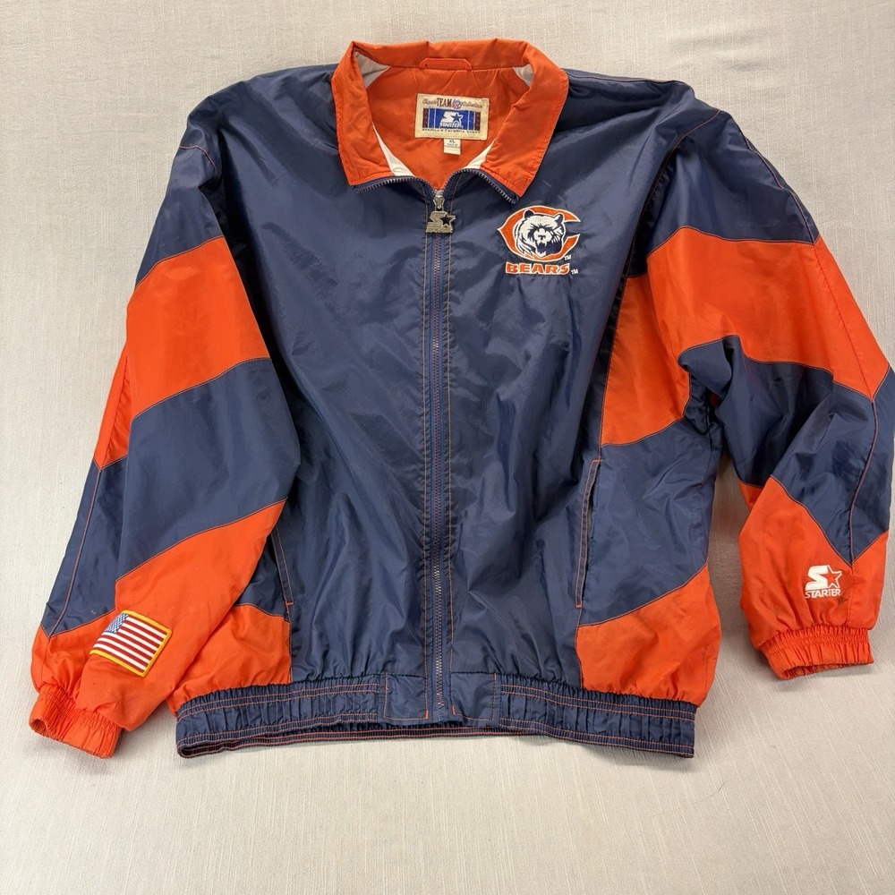 Vintage Starter Chicago Bears NFL Jacket XL Classic Team Collection USA Flag